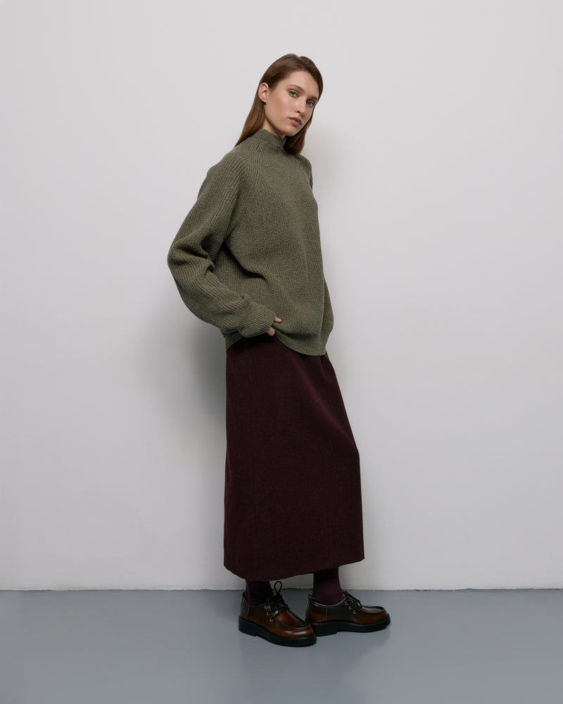 Purl knit sweater - Olive melange