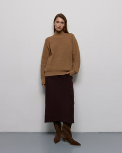 Purl knit sweater - Camel melange