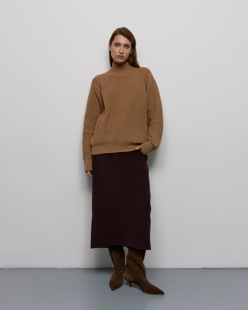 Purl knit sweater - Camel melange