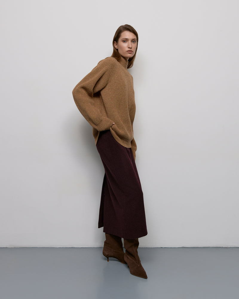 Purl knit sweater - Camel melange