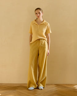 Knitted Polo Sweater - Yellow