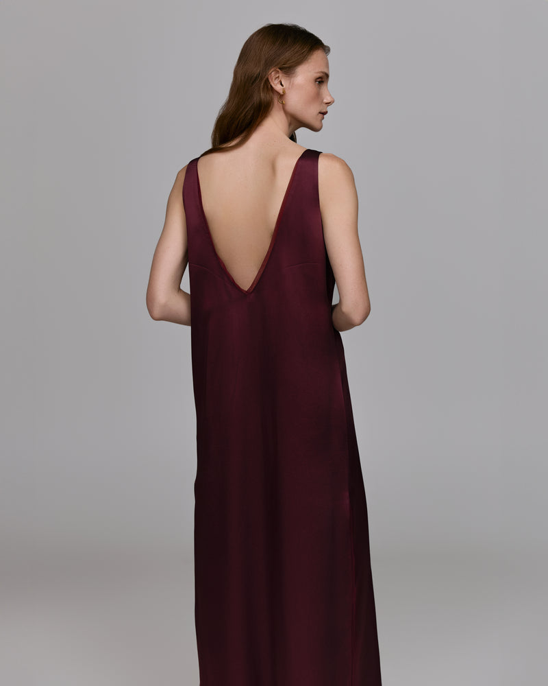 Maxi dress with slits - Burgundy
