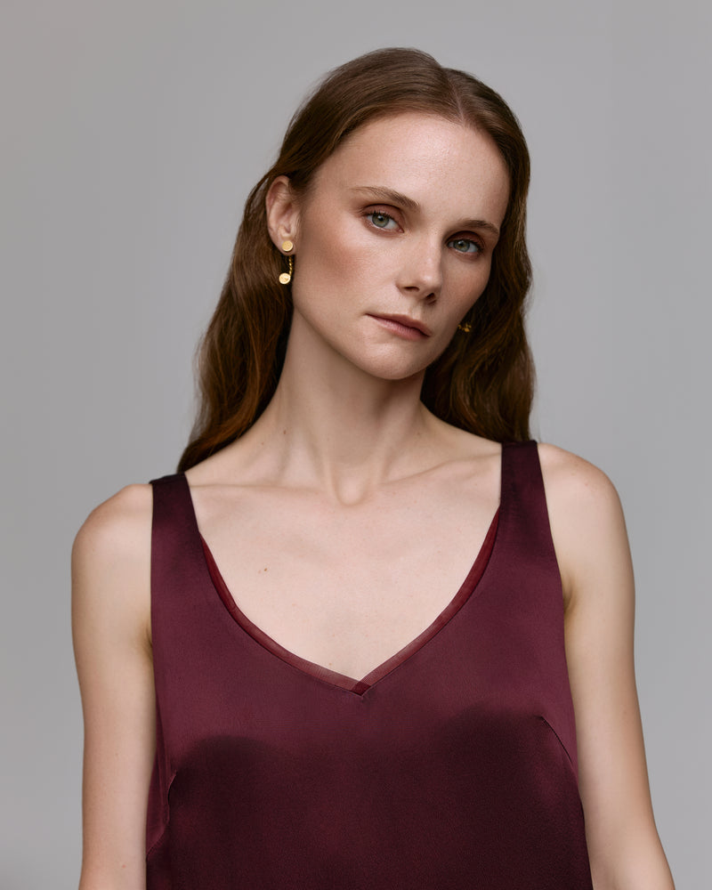Maxi dress with slits - Burgundy