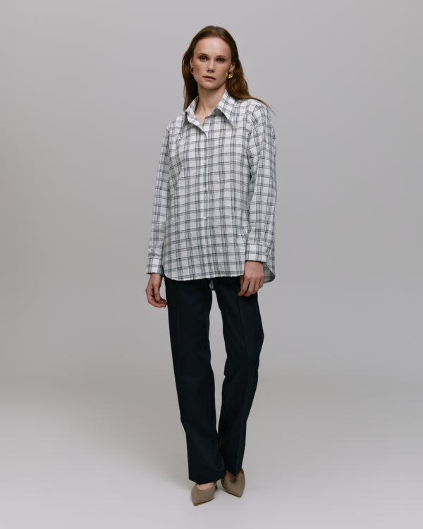 Plaid shirt - White-black