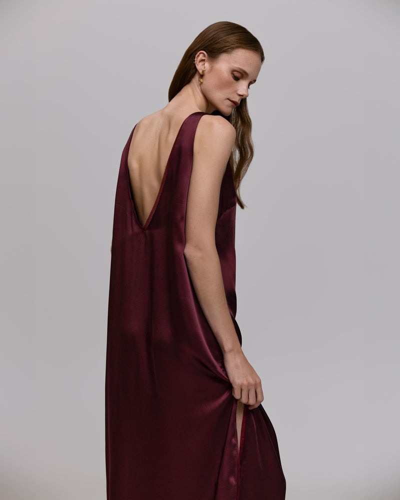 Maxi dress with slits - Burgundy