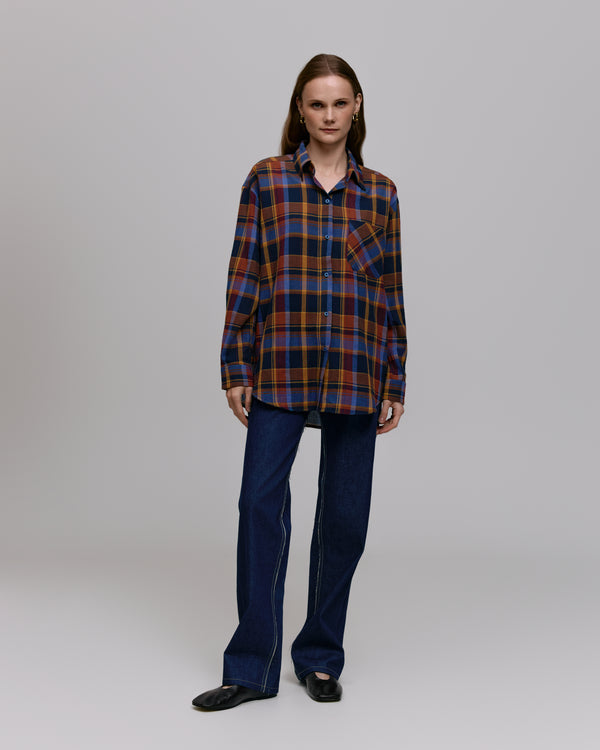 Plaid shirt - Orange-blue