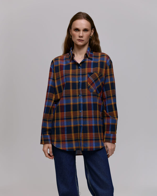 Plaid shirt - Orange-blue
