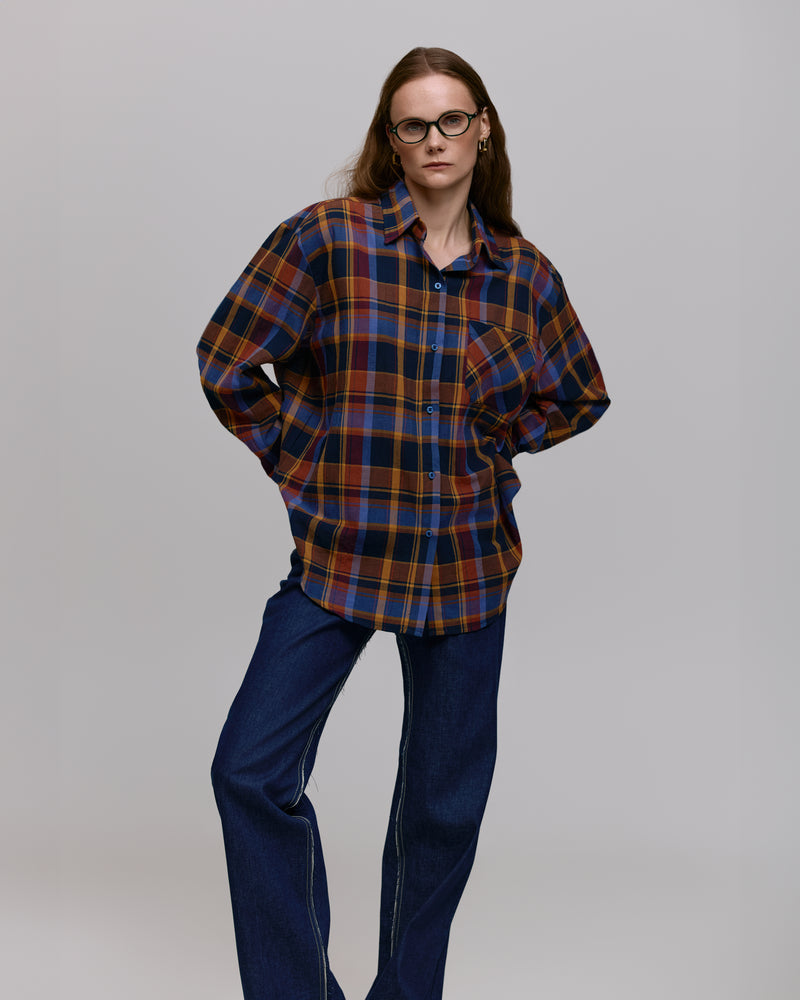 Plaid shirt - Orange-blue