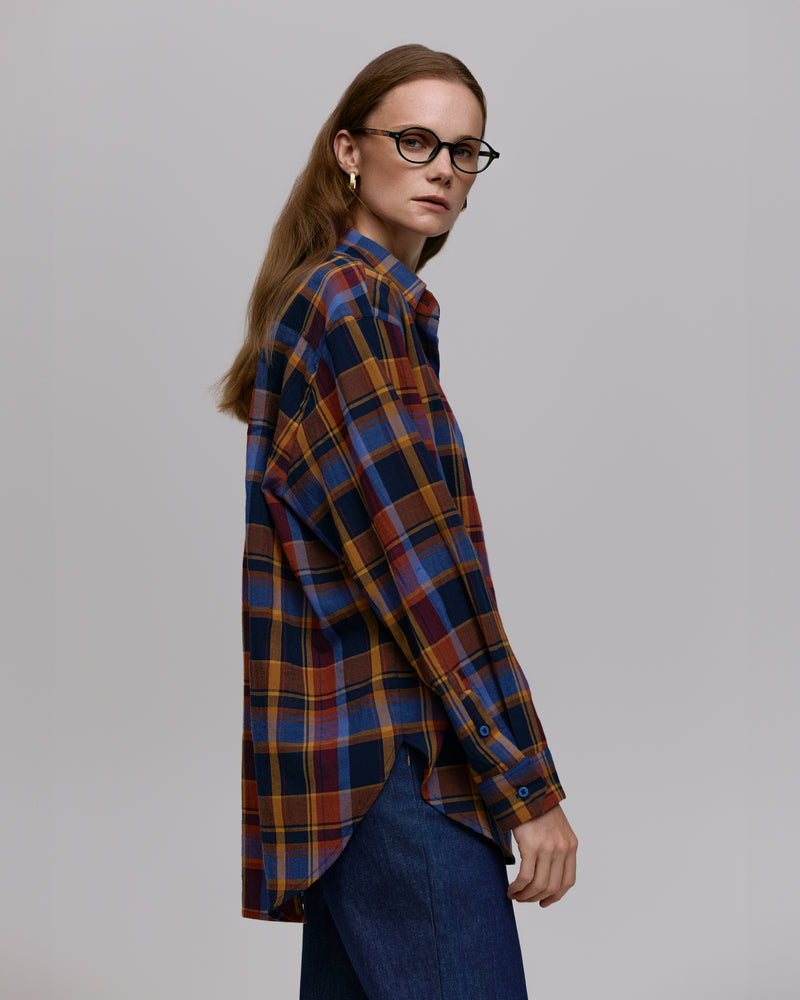 Plaid shirt - Orange-blue