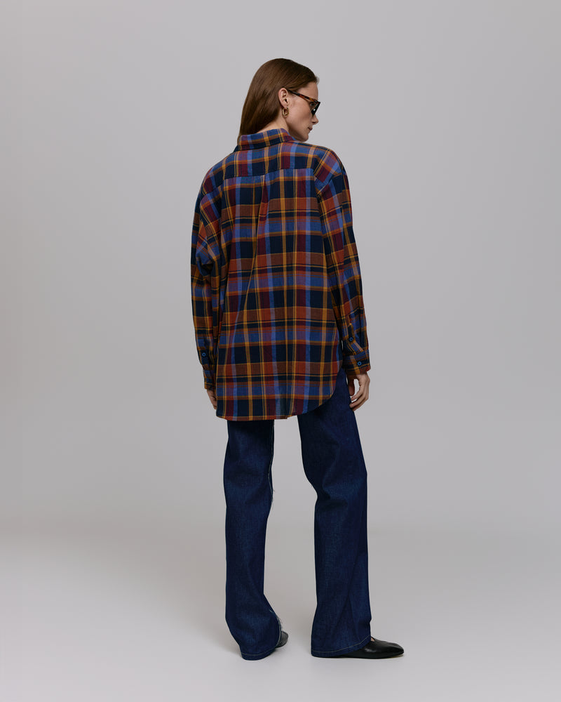 Plaid shirt - Orange-blue