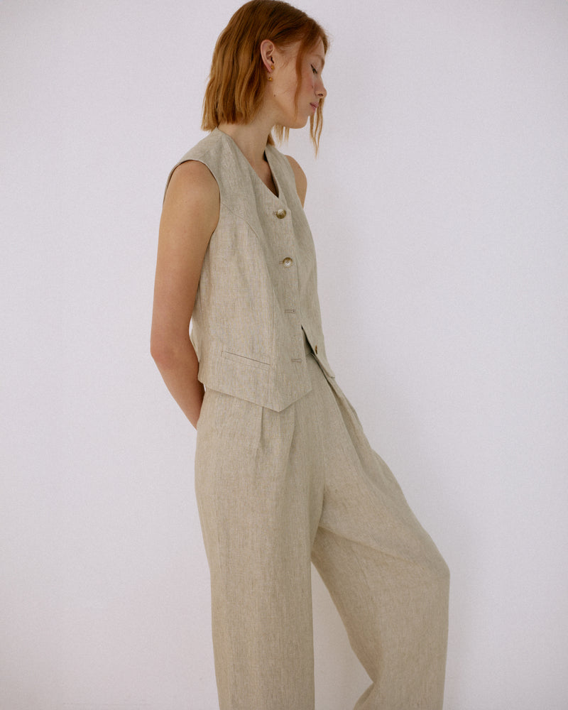 Linen vest light beige