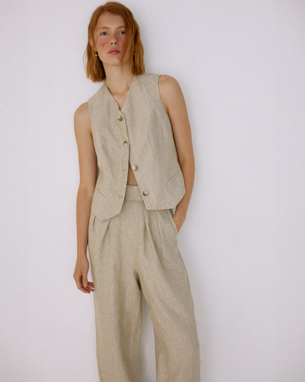 Linen vest light beige