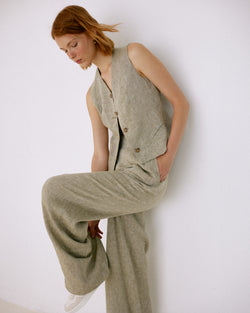 Linen vest olive