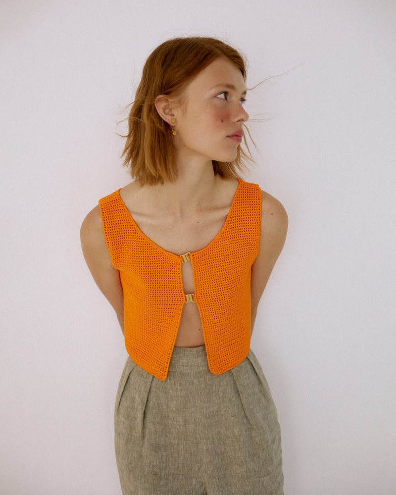 Crocheted  top orange