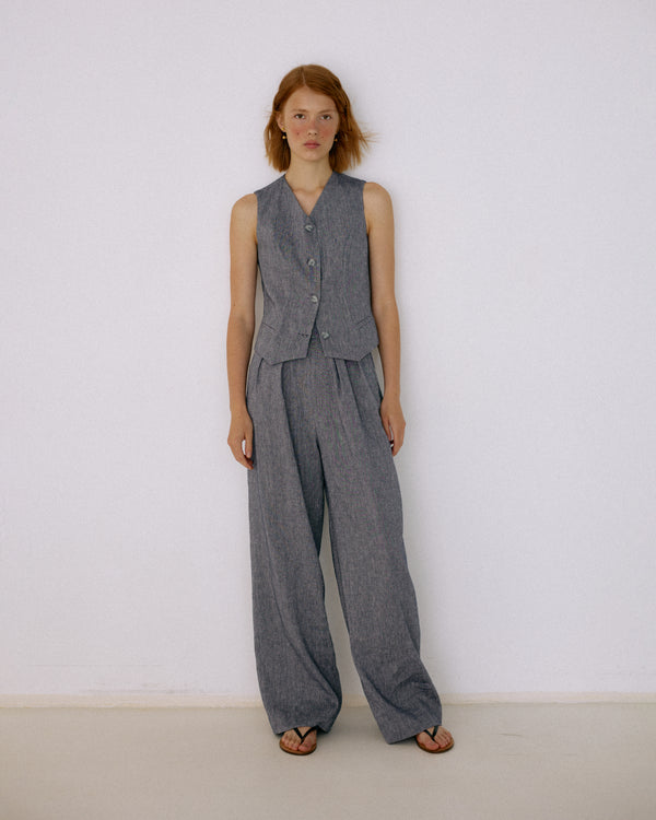 Linen pants blue