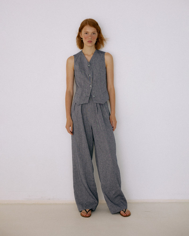 Linen pants blue