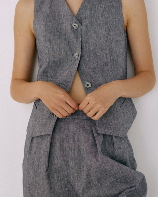 Linen vest blue