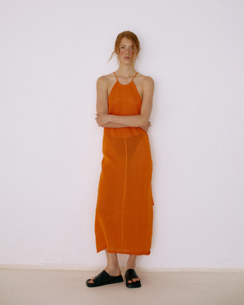 Linen dress orange
