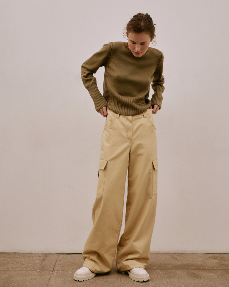 Wool sweater khaki