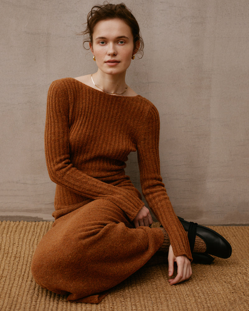 Wool dress terracotta